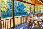 Main Level Covered Deck Over Looks The Toccoa River